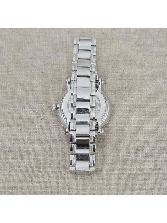Judith Ripka Bezel Set Silvertone Stainless White Topaz Summit Watch - Picture 3 of 4